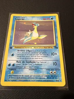 Pokemon Lapras 10/62 Fossil Holo Rare Card 1st Edition Spanish - Image 2