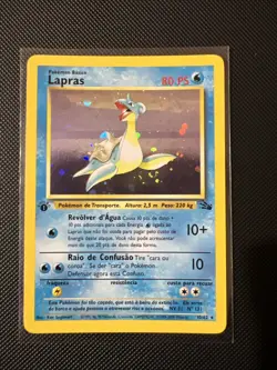 Pokemon Lapras 10/62 Fossil Holo Rare Card 1st Edition Spanish - Image 3
