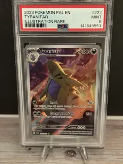 2023 Pokemon Pal Paldea Evolved Tyranitar Holo FA Illustration Rare PSA 9 #222 - Image 1