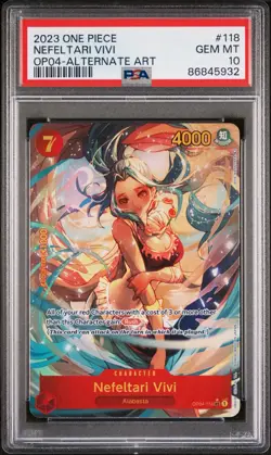 2023 ONE PIECE OP04-KINGDOMS OF INTRIGUE ALTERNATE ART NEFELTARI VIVI PSA 10 - Image 1