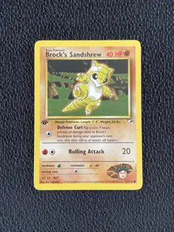 Brock’s Sandshrew 1st Edition Gym Heroes Pokemon Card 71/132 LP+ - Image 1