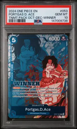 2024 ONE PIECE OP07-053 WINNER PACK 2024 OCT-DEC PROMO PORTGAS D ACE PSA 10 - Image 1
