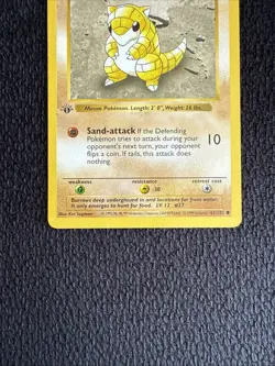 Pokemon Sandshrew 62/102 1st Edition Shadowless Base Set Card - Image 2