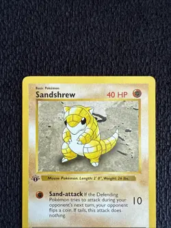 Pokemon Sandshrew 62/102 1st Edition Shadowless Base Set Card - Image 3