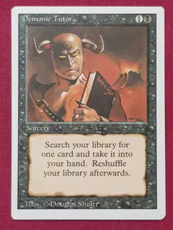 Magic The Gathering REVISED DEMONIC TUTOR black card MTG - Image 1