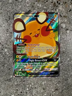 Pokemon TCG Cards Dedenne GX 195a/214 Alt Art Promo Holo - Image 1
