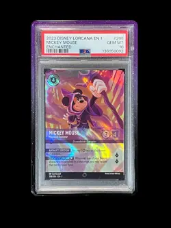 Disney Lorcana Mickey Mouse: Wayward Sorcerer 208 Enchanted Rare PSA 10 Gem Mint - Image 1