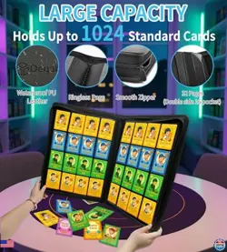 DEQADIC 16 Pocket Trading Card Binder Album, 1000+ Capacity, Black, Ringless - Image 4