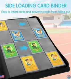 DEQADIC 16 Pocket Trading Card Binder Album, 1000+ Capacity, Black, Ringless - Image 5