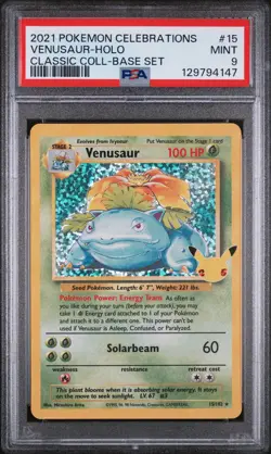 2021 POKEMON SWSH CELEBRATIONS CLASSIC COLLECTION #15/102 VENUSAUR HOLO PSA 9 - Image 1
