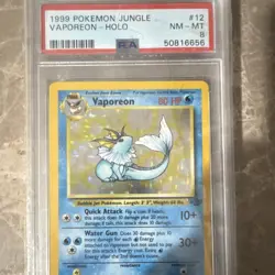 Pokemon Vaporeon Jungle Holo Rare 12/64 Unlimited PSA 8 1999 English - Image 1