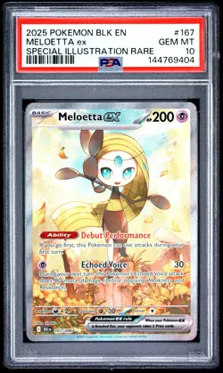 2025 POKEMON BLK EN-BLACK BOLT SPECIAL ILLUSTRATION RARE #167 MELOETTA EX PSA 10 - Image 1