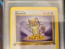 Meowth 1st Ed. Pokemon Jungle PSA 9 MINT 1999 - Image 3