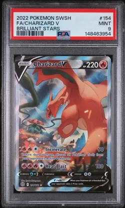 2022 POKEMON SWORD & SHIELD BRILLIANT STARS #154 FULL ART/CHARIZARD V PSA 9 - Image 1