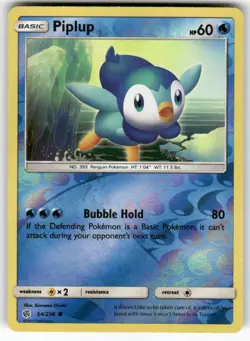 Piplup 54/236 Common Cosmic Eclipse Pokemon Reverse Holo Near Mint - Image 1