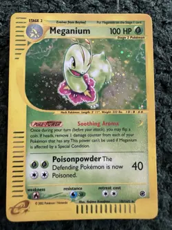 Pokemon TCG Meganium Expedition Base Set Holo Rare #018/165 100 HP 2002 English - Image 1