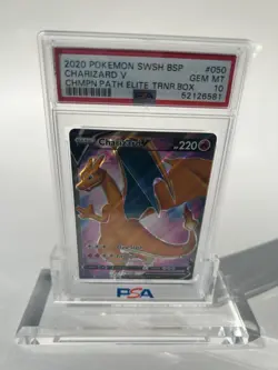 Pokemon 2020 Champions Path Charizard v PSA 10 Gem Mint Black Star Promo SWSH050 - Image 1