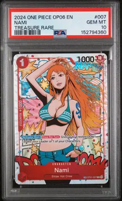 2024 ONE PIECE OP06-WINGS OF THE CAPTAIN #007 NAMI TREASURE RARE PSA 10 - Image 1