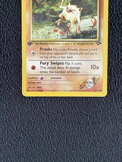 Blaine's Mankey 63/132 1st Edition Gym Challenge Pokemon TCG Regular Common LP - Image 2
