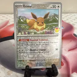 Pokemon Prismatic Evolutions Eevee #074/131 Pokemon Day 2025 Reverse Holo-NM - Image 1