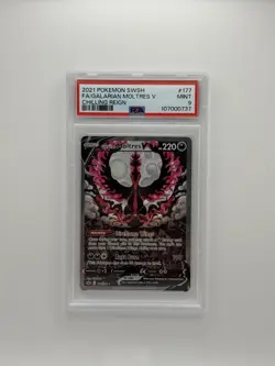 PSA 9 Mint Galarian Moltres V 177 Full art - 2021 Pokemon SWSH Chilling Reign - Image 1