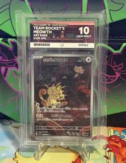 Team Rocket Meowth AR 109/098 SV10 Glory of Team Rocket Pokemon Graded Ace 10 JP - Image 1