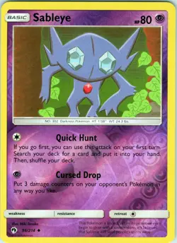 Sableye 96/214 Uncommon - Pokemon TCG SM: Lost Thunder - Reverse Holo (NM) - Image 1