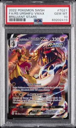 POKEMON SWORD & SHIELD BRILLIANT STARS FULL ART/RAPID STRIKE URSHIFU VMAX PSA 10 - Image 1
