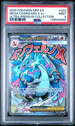 2025 POKEMON MEP EN-ME BLACK STAR PROMO #023 MEGA CHARIZARD X EX PSA 9 - Image 1