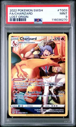 2022 POKEMON SWORD & SHIELD LOST ORIGIN #TG03 FULL ART/CHARIZARD PSA 9 - Image 1
