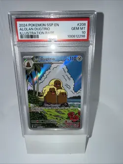 PSA 10 GEM MT Alolan Dugtrio 208/191 Illustration Rare Pokemon Surging Sparks - Image 2