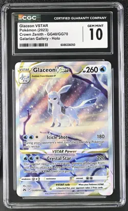Pokemon English Glaceon VSTAR GG40/GG70 2023 Crown Zenith CGC 10 - Image 1