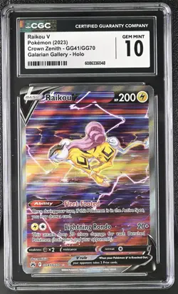 Pokemon English Raikou V GG41/GG70 2023 Crown Zenith Galarian Gallery CGC 10 - Image 1