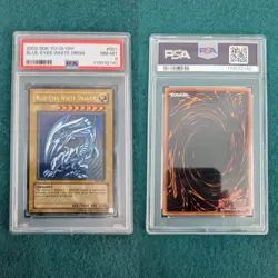 2002 YU-GI-OH BLUE EYES WHITE DRAGON PSA GRADED 8 NEAR MINT- MINT SDK #001 - Image 1