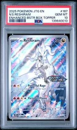 2025 POKEMON JTG EN-JOURNEY TOGETHER #167 N'S RESHIRAM PSA 10 - Image 1