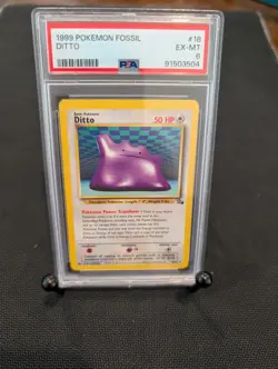 Pokemon - Ditto #18 NON HOLO - 1999 WOTC Fossil UNLIMITED - PSA 6 - Image 1