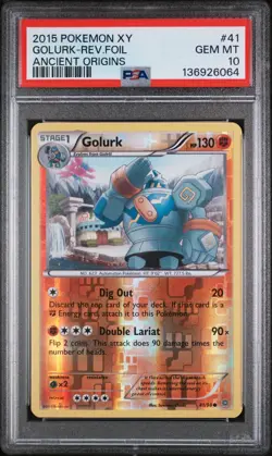 *POP 1* 2015 Pokemon XY Ancient Origins Golurk Reverse Holo Foil #41 PSA 10 - Image 1