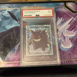 1999 Merlin Pokemon Gengar Prism #S15 PSA 9 Mint Vintage UK Sticker Card - Image 1