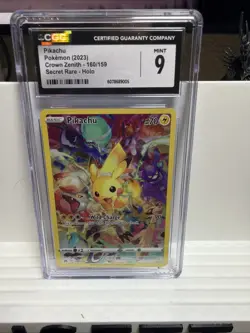 Pokemon Pikachu Holo Crown Zenith Secret Rare Card 160/159 CGC 9 Mint - Image 1