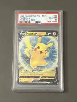 Pokemon TCG: Pikachu V SWSH198 SWSH: Sword & Shield Promo Cards Holo PSA 10 - Image 1