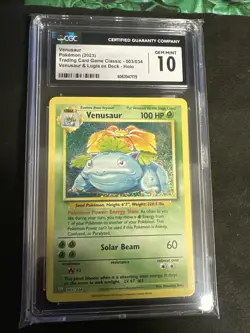 Pokemon Venusaur 003/034 Holo Rare CLV Trading Card Game Classic CGC 10 Gem Mint - Image 1