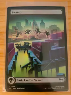 MTG Swamp (FOIL Full Art) 0193 Teenage Mutant Ninja Turtles M/NM Free UK P&P - Image 1