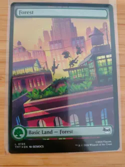 MTG Forest (FOIL Full Art) 0195 Teenage Mutant Ninja Turtles M/NM Free UK P&P - Image 1