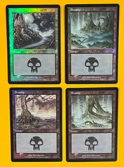 MTG SWAMP (Foil) (x4) Invasion (OldManMTG 011-914) - Image 1
