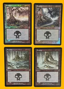 MTG SWAMP (Foil) (x4) Invasion (OldManMTG 011-910) - Image 1