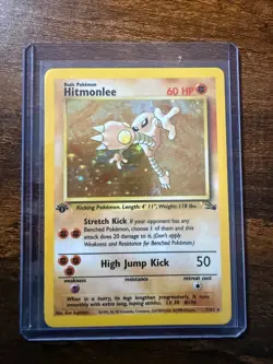 Pokemon TCG 1999 Hitmonlee 1st Edition 7/62 Fossil Holo Rare - Image 1