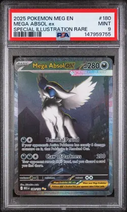2025 POKEMON MEG EN-MEGA EVOLUTION SPECIAL ILLUSTRATION RARE MEGA ABSOL EX PSA 9 - Image 1