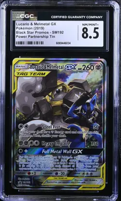 CGC 8.5 Lucario & Melmetal Gx Sm192 Power Partnership Tin Pokemon Nm/mint+ - Image 1