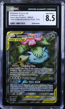 CGC 8.5 Venusaur & Snivy Gx Sm229 Tag Team Generations Prem. Coll. Pokemon - Image 1