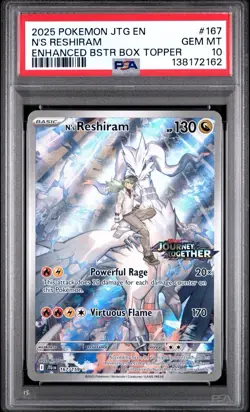 2025 N's Reshiram PSA 10 167/159 Pokemon Journey Together JTG Stamped Box Topper - Image 1